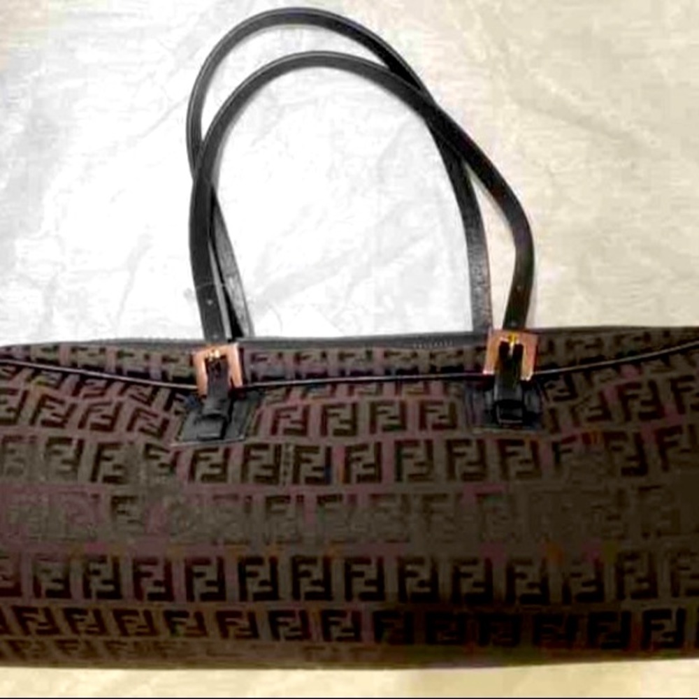 FENDI Bauletto Zucchino Long Handbag Made In Italy